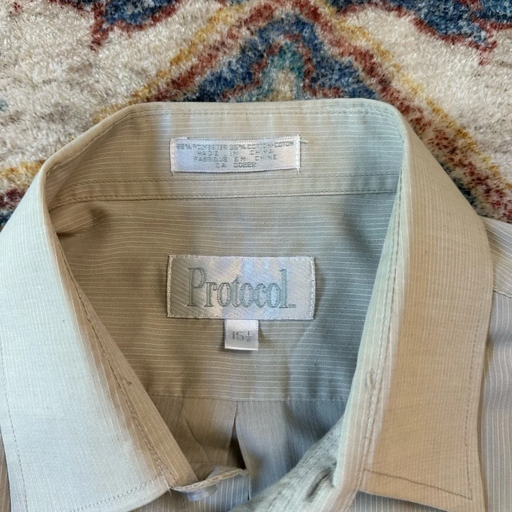 Vintage Protocol Pinstriped Button-up Shirt Large - Picture 3 of 4